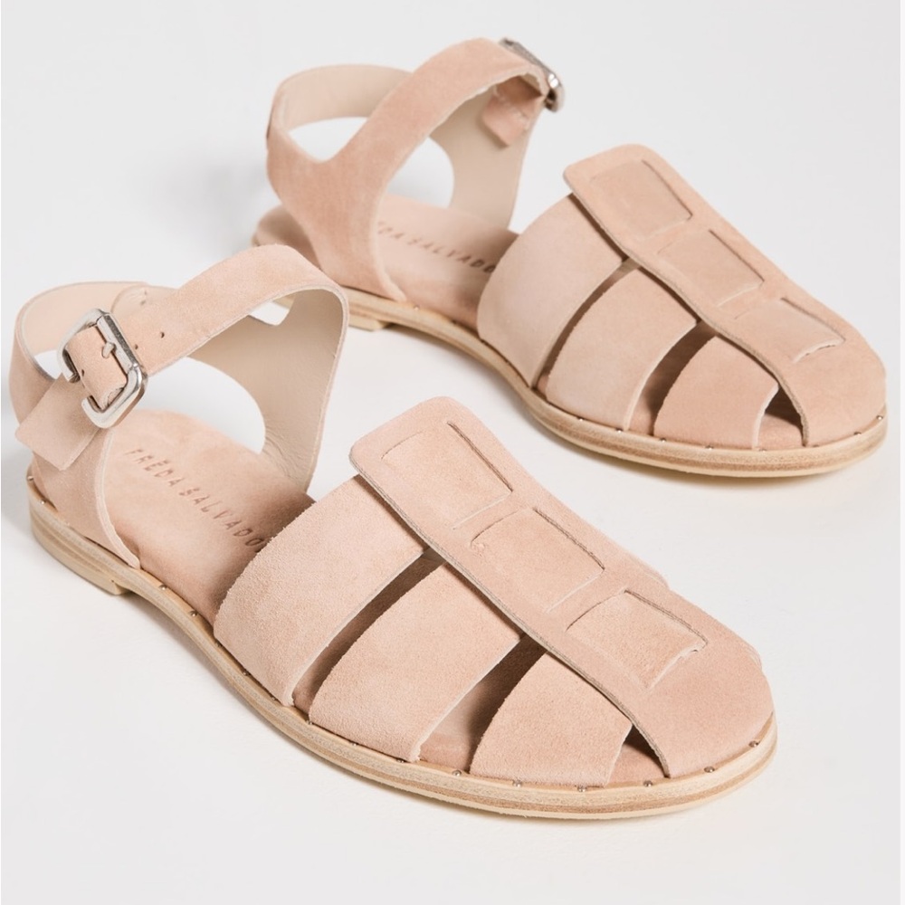 Freda Salvador Sera Fisherman Sandals - 6.5 - blush suede